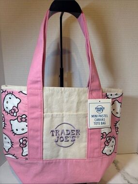 New Trader Joe’s Mini Canvas Tote Bag - Customize with side pockets Hello Kitty